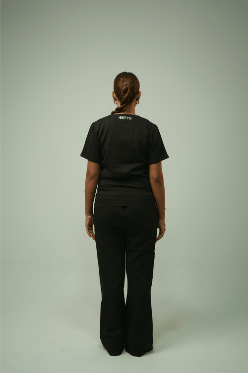 Defyn-C | Women's Black Medical Scrub Full Set