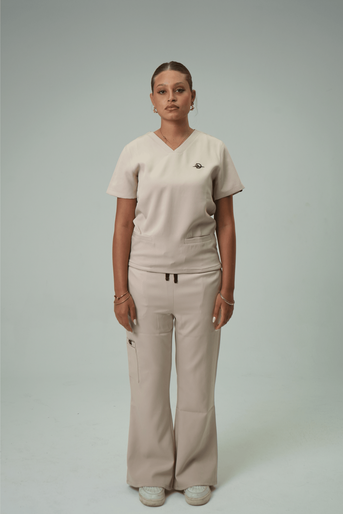 Defyn-C | Women's Cream Medical Scrub Full Set